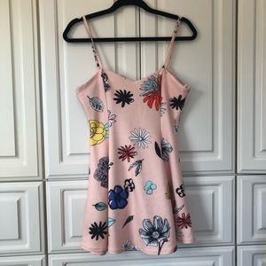Zara Floral Abstract Printed Mini Swing Dress Sz S